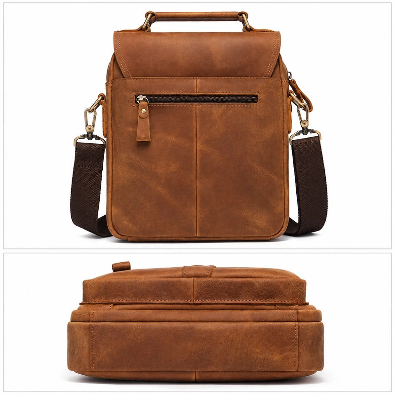 Men’s Leather Crossbody Bag – Vintage Flap Everyday Carry
