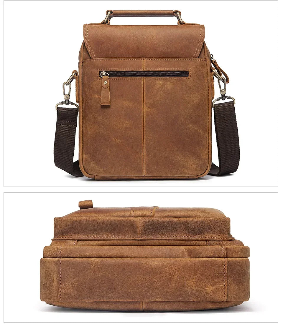 Men’s Leather Crossbody Bag – Vintage Flap Everyday Carry