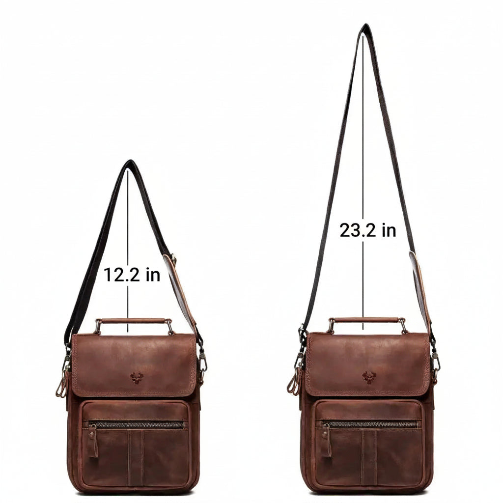 Men’s Leather Crossbody Bag – Vintage Flap Everyday Carry