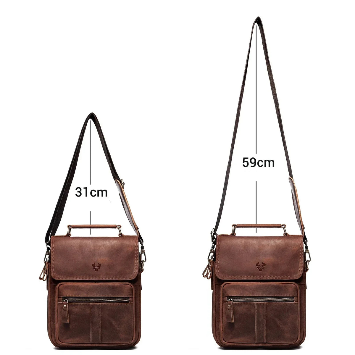 Men’s Leather Crossbody Bag – Vintage Flap Everyday Carry