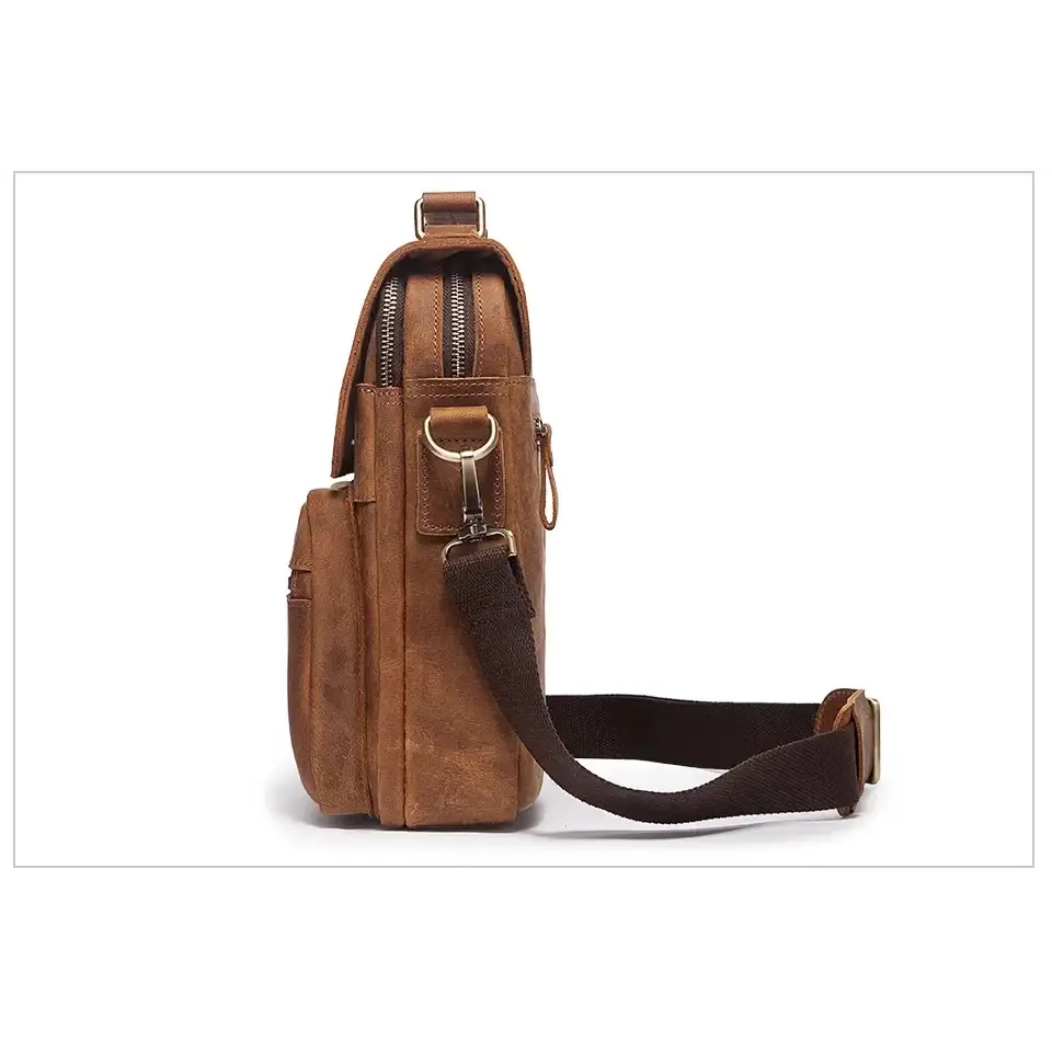 Men’s Leather Crossbody Bag – Vintage Flap Everyday Carry