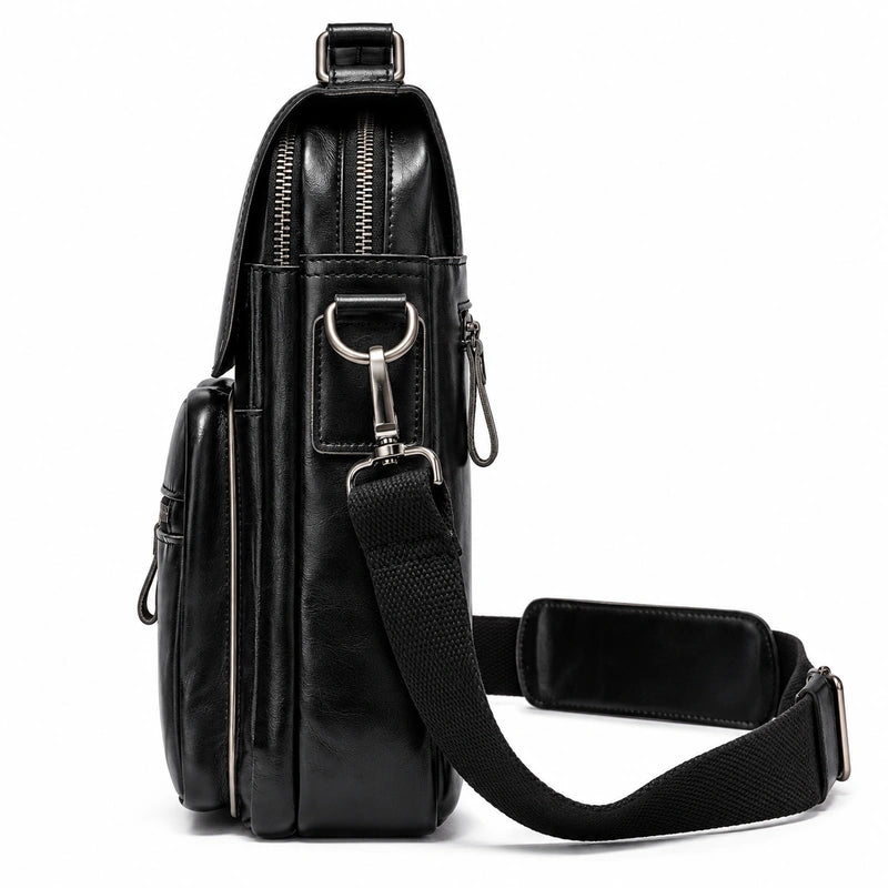 Men’s Leather Crossbody Bag – Vintage Flap Everyday Carry