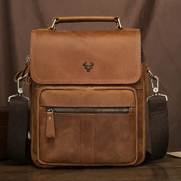 Men’s Leather Crossbody Bag – Vintage Flap Everyday Carry