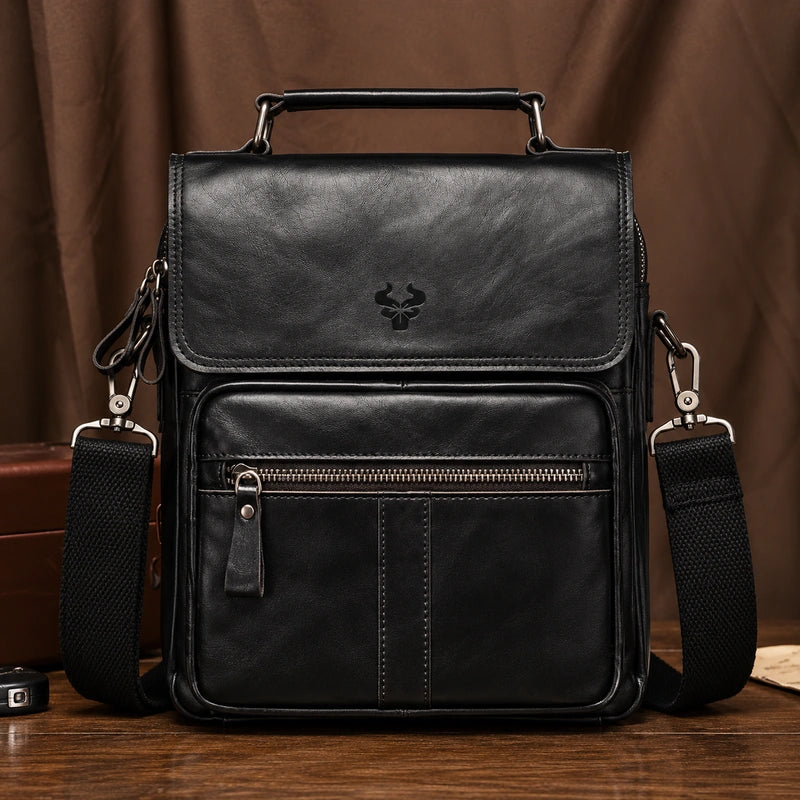 Men’s Leather Crossbody Bag – Vintage Flap Everyday Carry