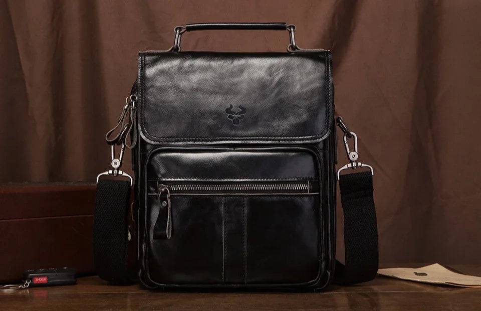 Men’s Leather Crossbody Bag – Vintage Flap Everyday Carry