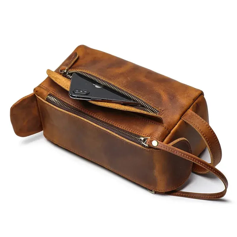 Men’s Leather Dopp Kit - Full-Grain Travel Toiletry Bag