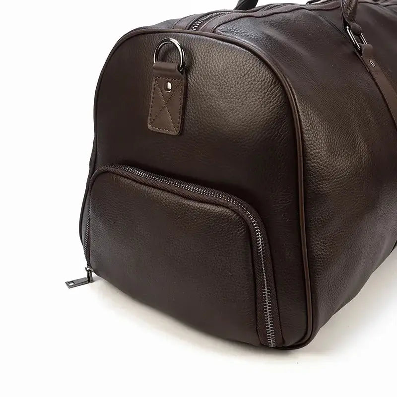 Men’s Leather Duffel Bag – Large Capacity with Shoe Compartment