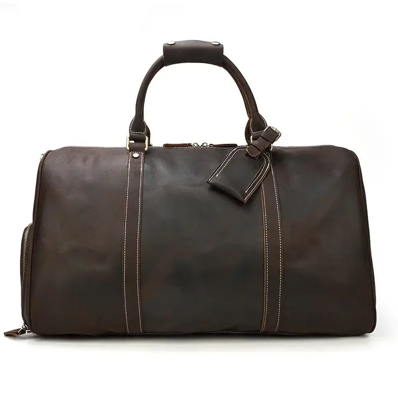 Men’s Leather Duffel Bag – Large Capacity with Shoe Compartment