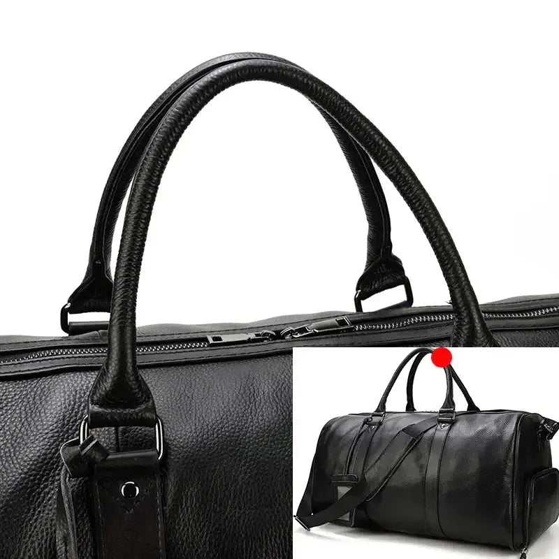 Men’s Leather Duffel Bag – Large Capacity with Shoe Compartment