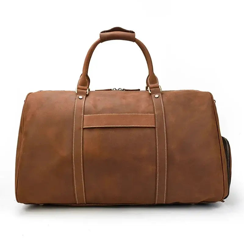 Men’s Leather Duffel Bag – Large Capacity with Shoe Compartment