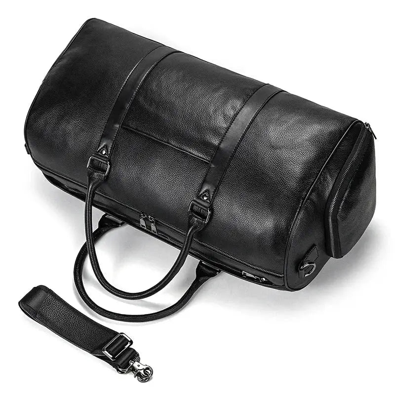 Men’s Leather Duffel Bag – Large Capacity with Shoe Compartment