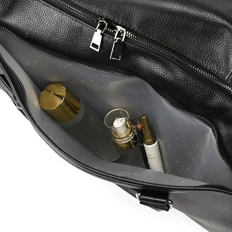 Men’s Leather Duffel Bag – Large Capacity with Shoe Compartment