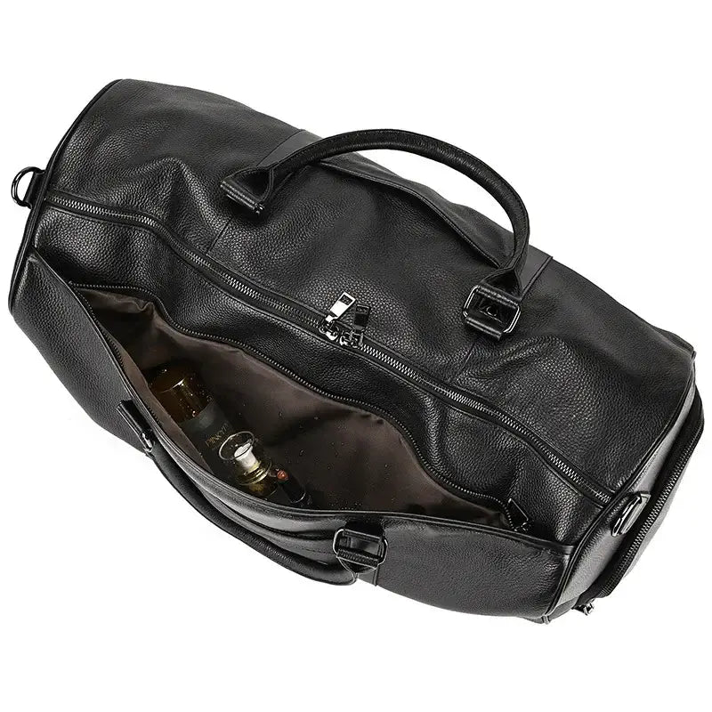 Men’s Leather Duffel Bag – Large Capacity with Shoe Compartment