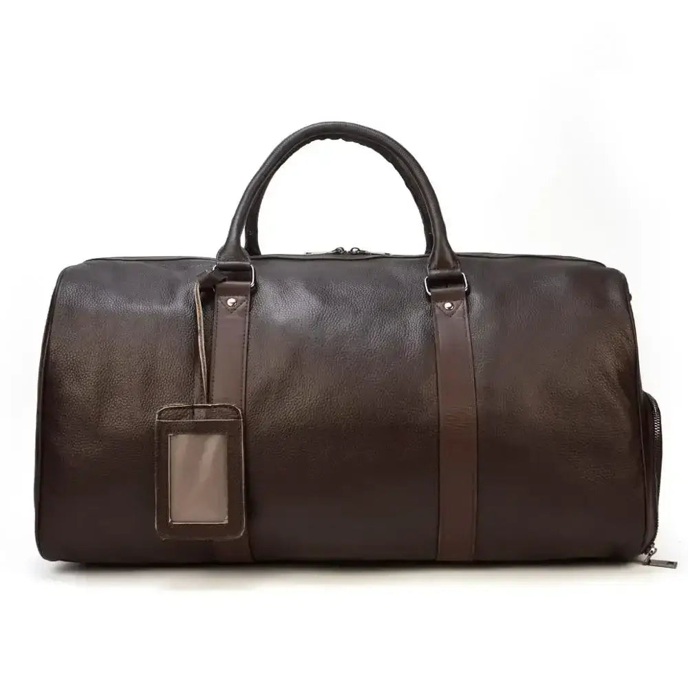 Men’s Leather Duffel Bag – Large Capacity with Shoe Compartment