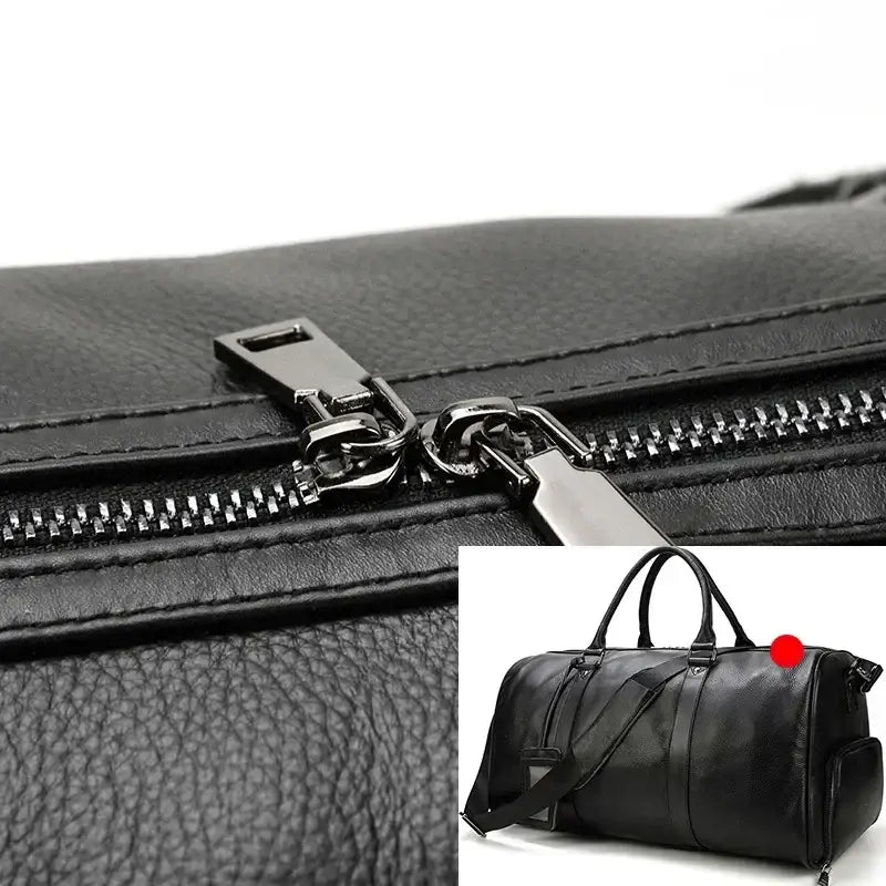 Men’s Leather Duffel Bag – Large Capacity with Shoe Compartment