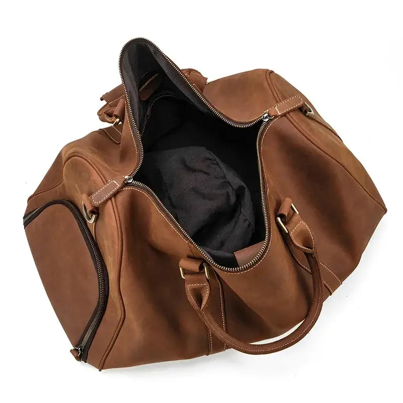 Men’s Leather Duffel Bag – Large Capacity with Shoe Compartment
