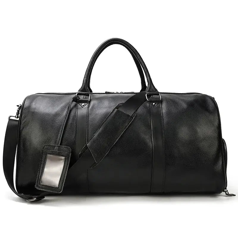 Men’s Leather Duffel Bag – Large Capacity with Shoe Compartment