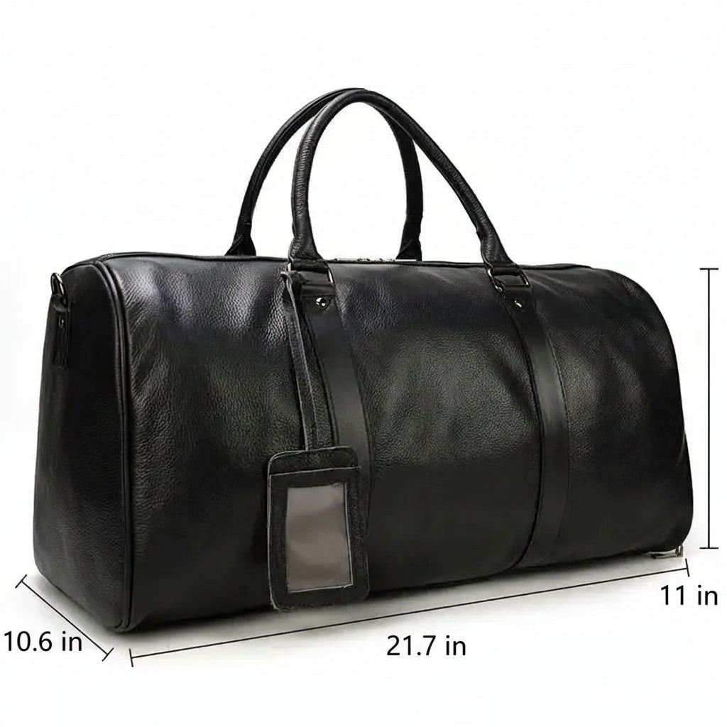 Men’s Leather Duffel Bag – Large Capacity with Shoe Compartment
