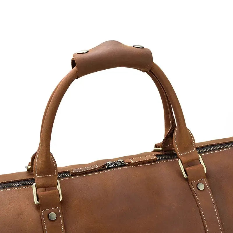 Men’s Leather Duffel Bag – Large Capacity with Shoe Compartment
