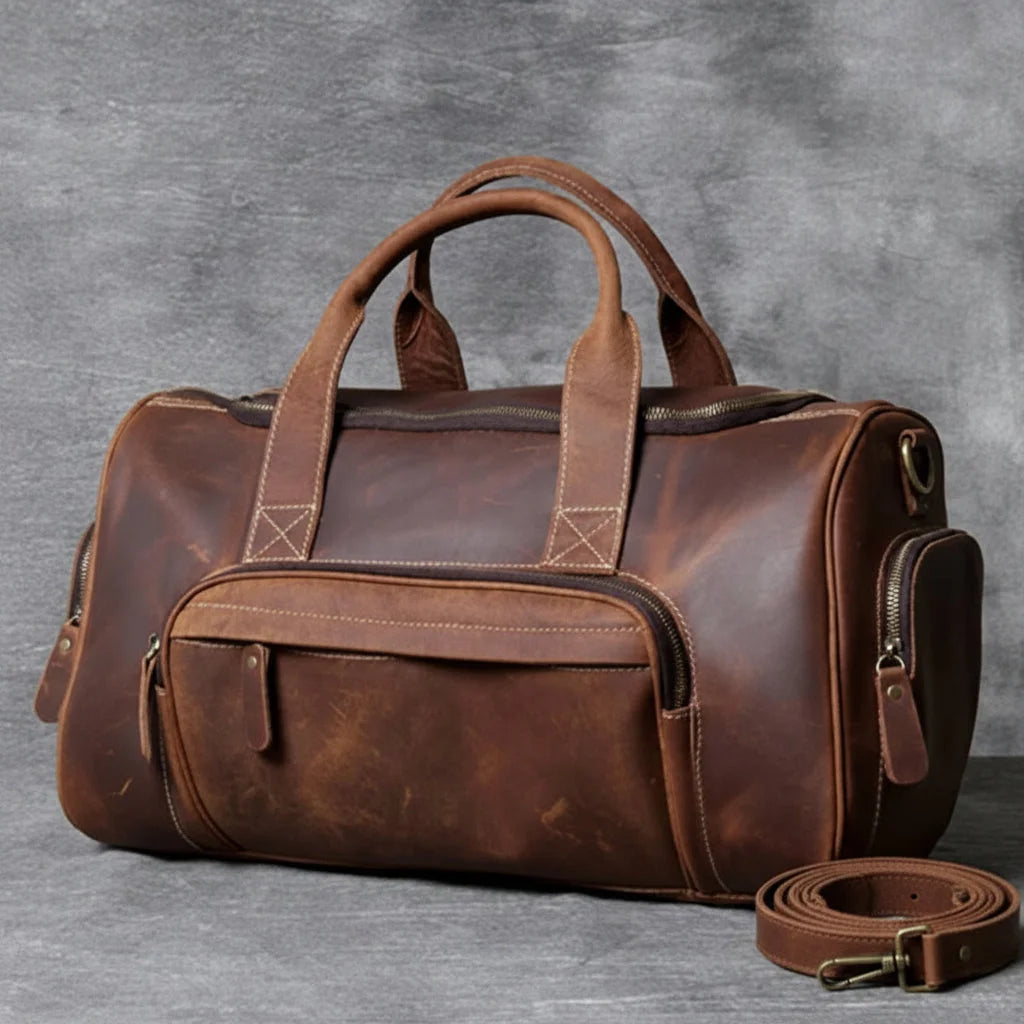Men’s Leather Duffle Bag - Carry-On Weekender