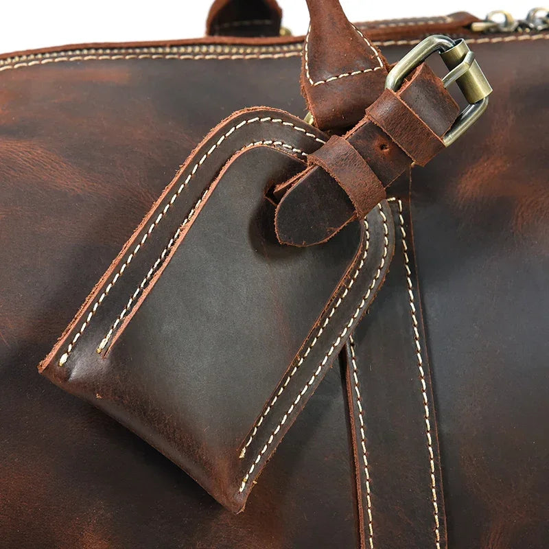 Men’s Leather Duffle Bag - Detachable Shoulder Strap