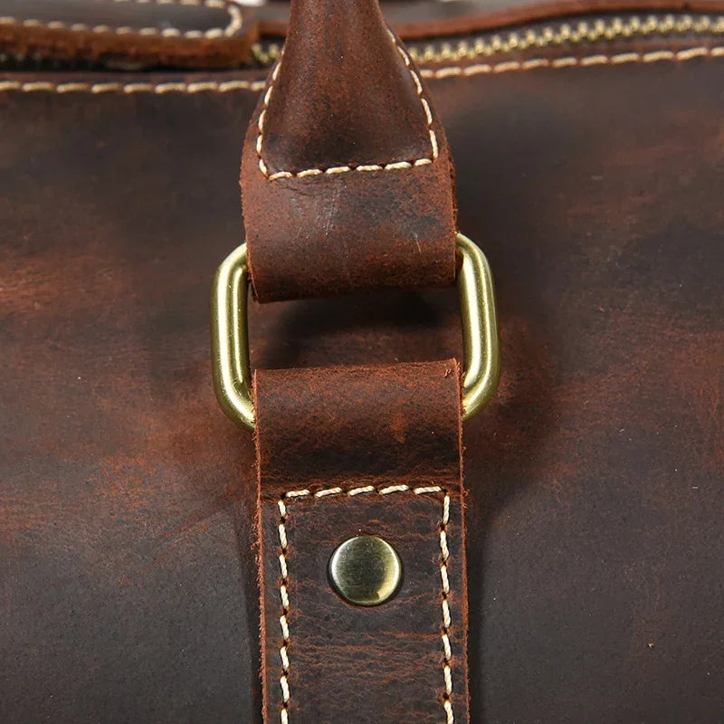 Men’s Leather Duffle Bag - Detachable Shoulder Strap
