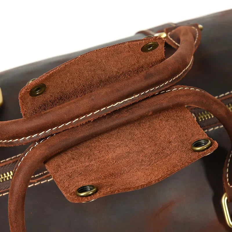 Men’s Leather Duffle Bag - Detachable Shoulder Strap