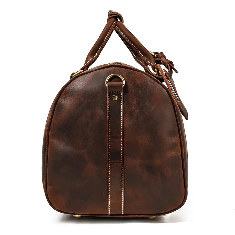 Men’s Leather Duffle Bag - Detachable Shoulder Strap
