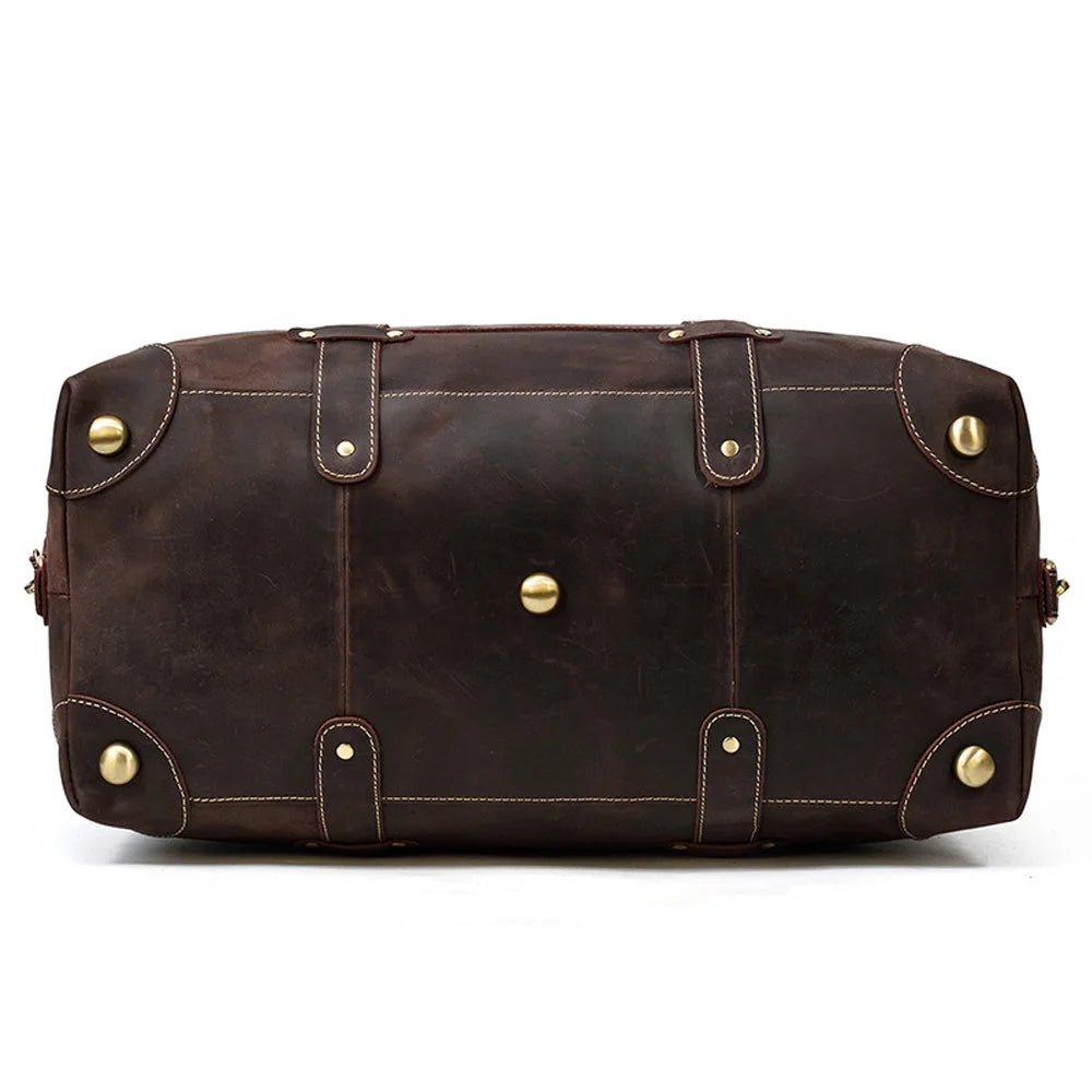 Men’s Leather Duffle Bag - Diagonal Zip Weekender