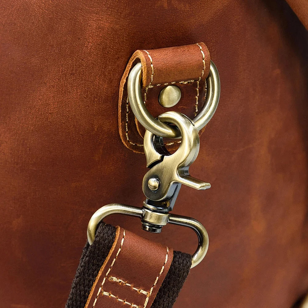 Men’s Leather Duffle Bag - Diagonal Zip Weekender