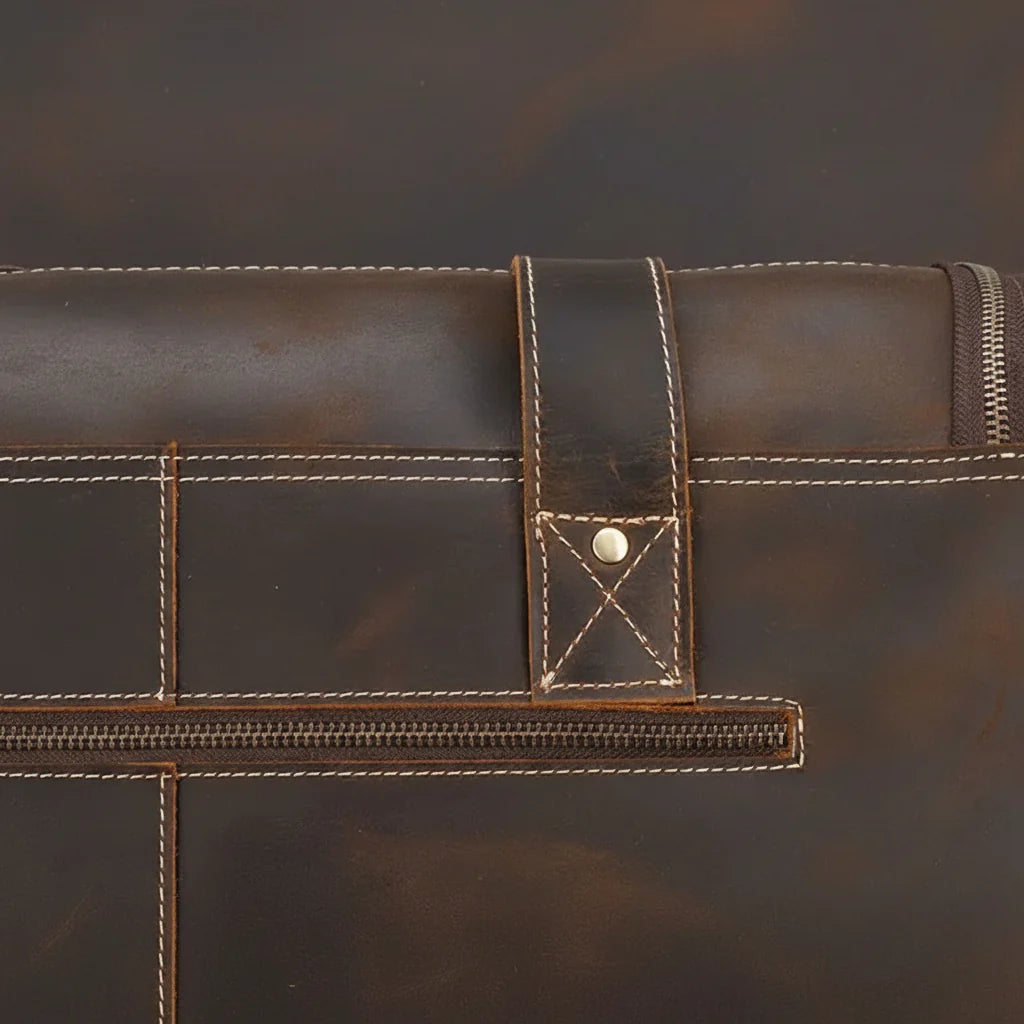 Men’s Leather Duffle Bag - Extra Large 50L Weekender - Coffee