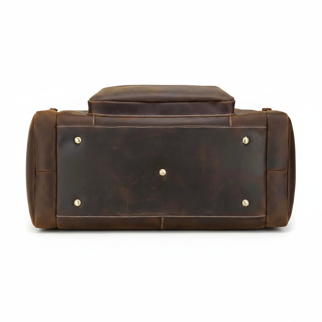 Men’s Leather Duffle Bag - Extra Large 50L Weekender - Coffee