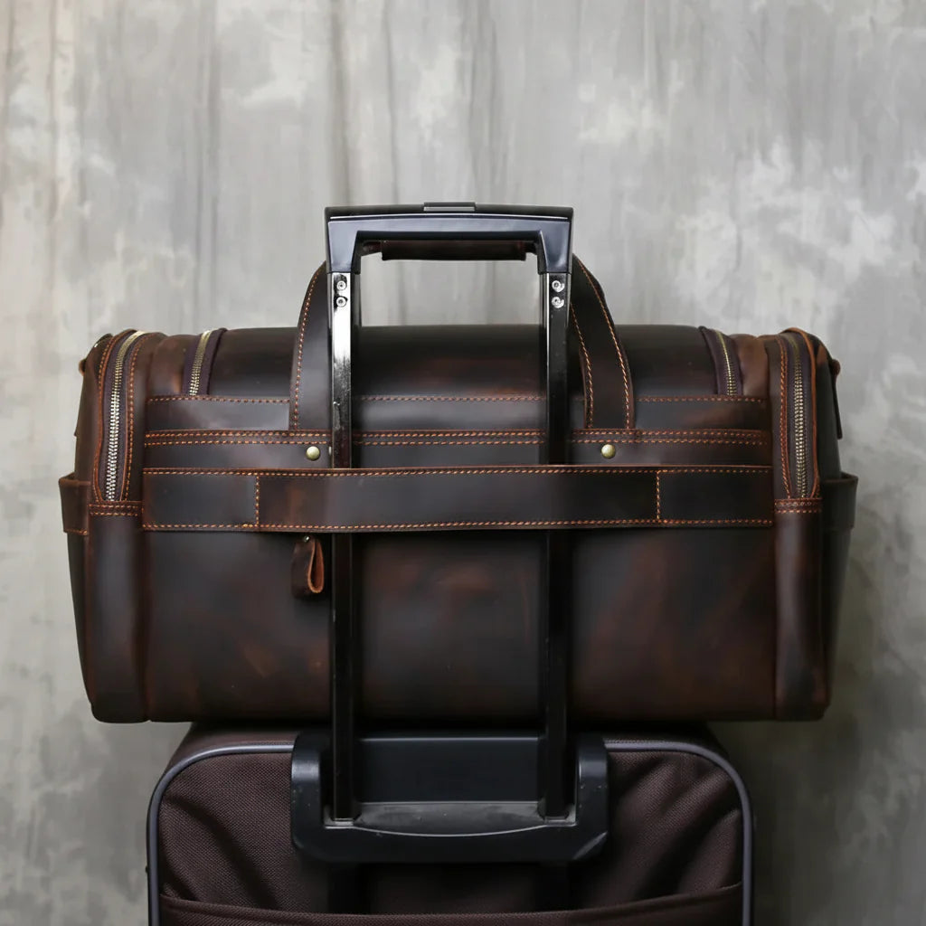Men’s Leather Duffle Bag - Laptop Compartment Weekender