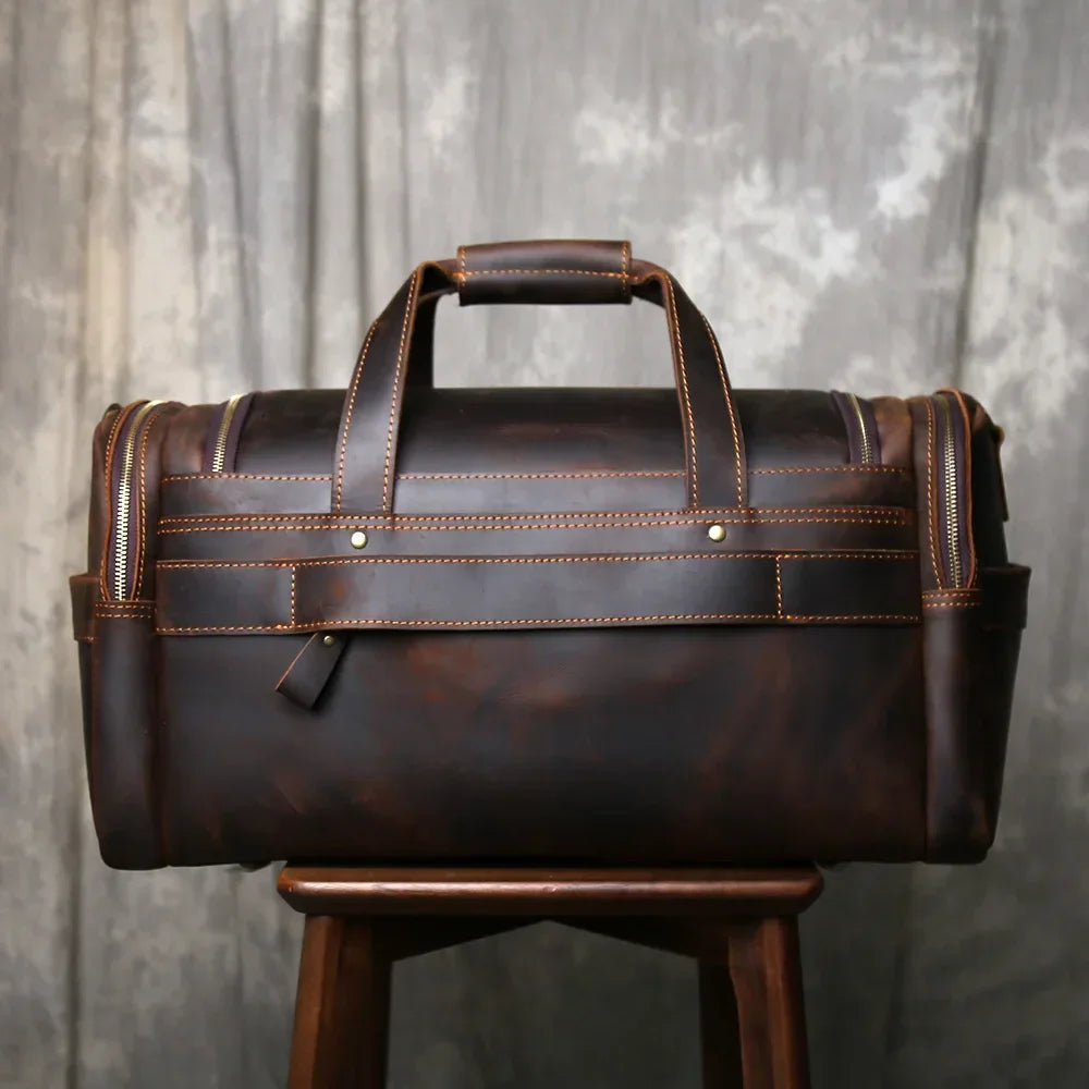 Men’s Leather Duffle Bag - Laptop Compartment Weekender
