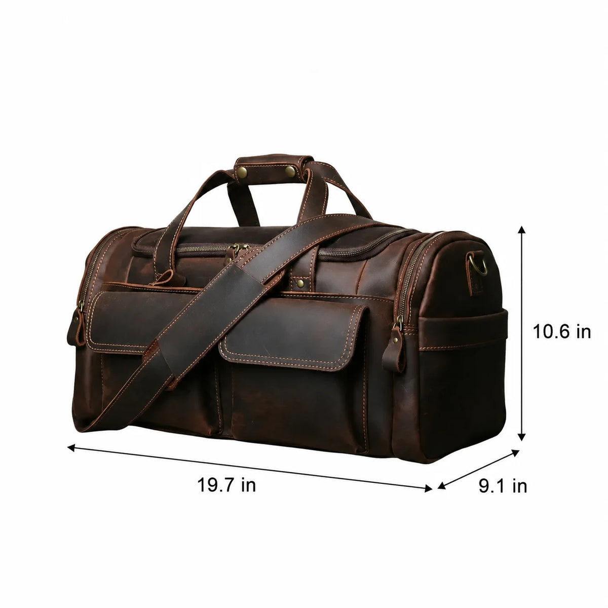 Men’s Leather Duffle Bag - Laptop Compartment Weekender
