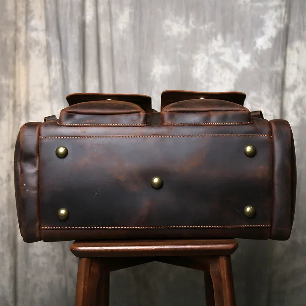 Men’s Leather Duffle Bag - Laptop Compartment Weekender