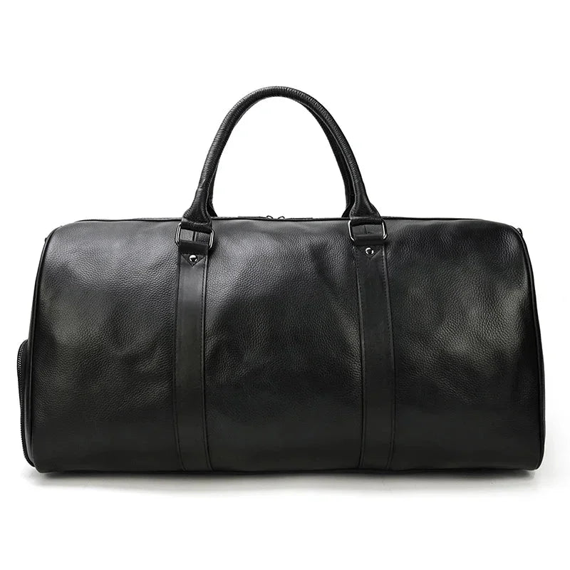 Men’s Leather Duffle Bag – Large Capacity with Shoe Compartment