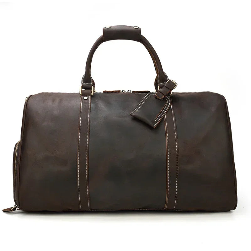 Men’s Leather Duffle Bag – Large Capacity with Shoe Compartment