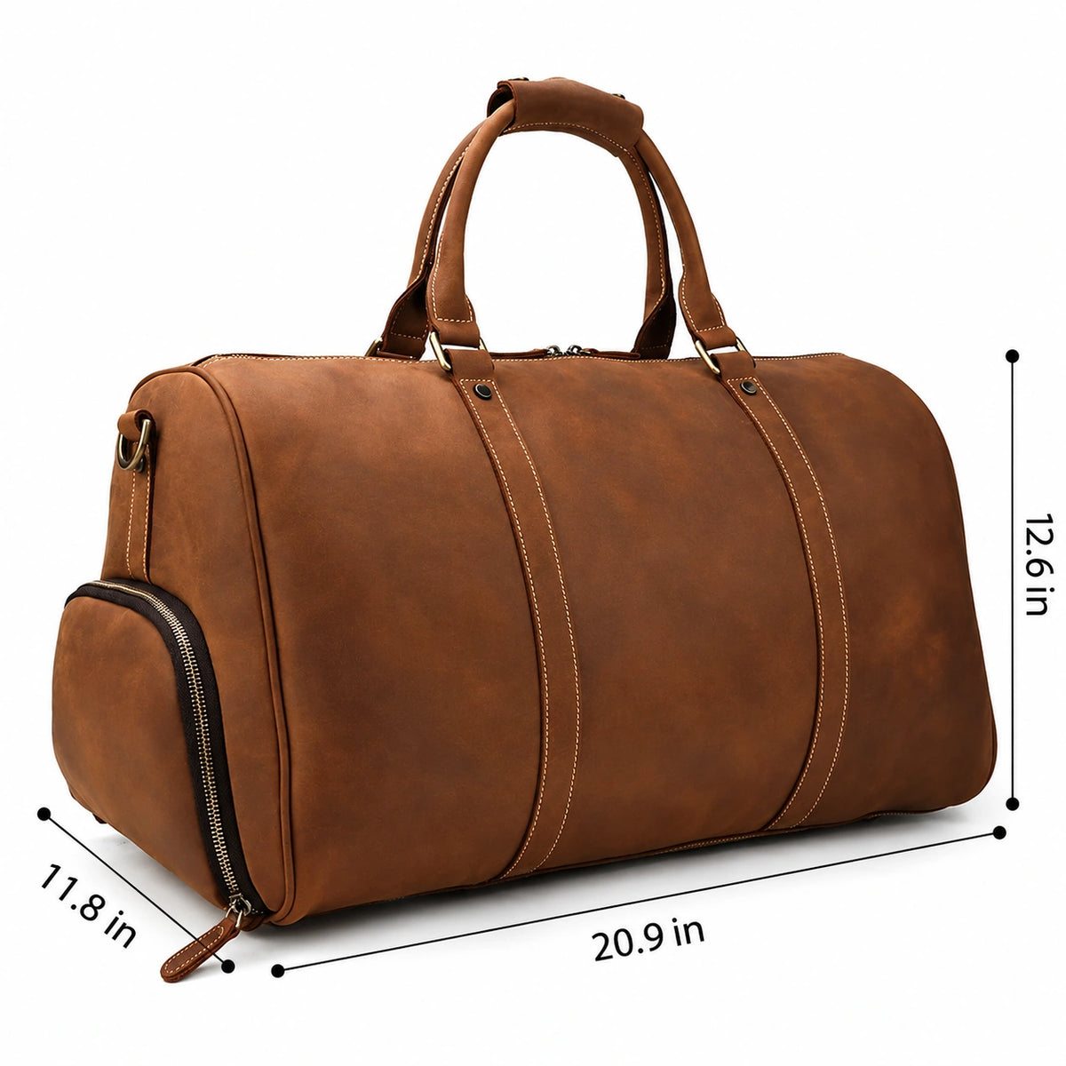 Men’s Leather Duffle Bag – Large Capacity with Shoe Compartment
