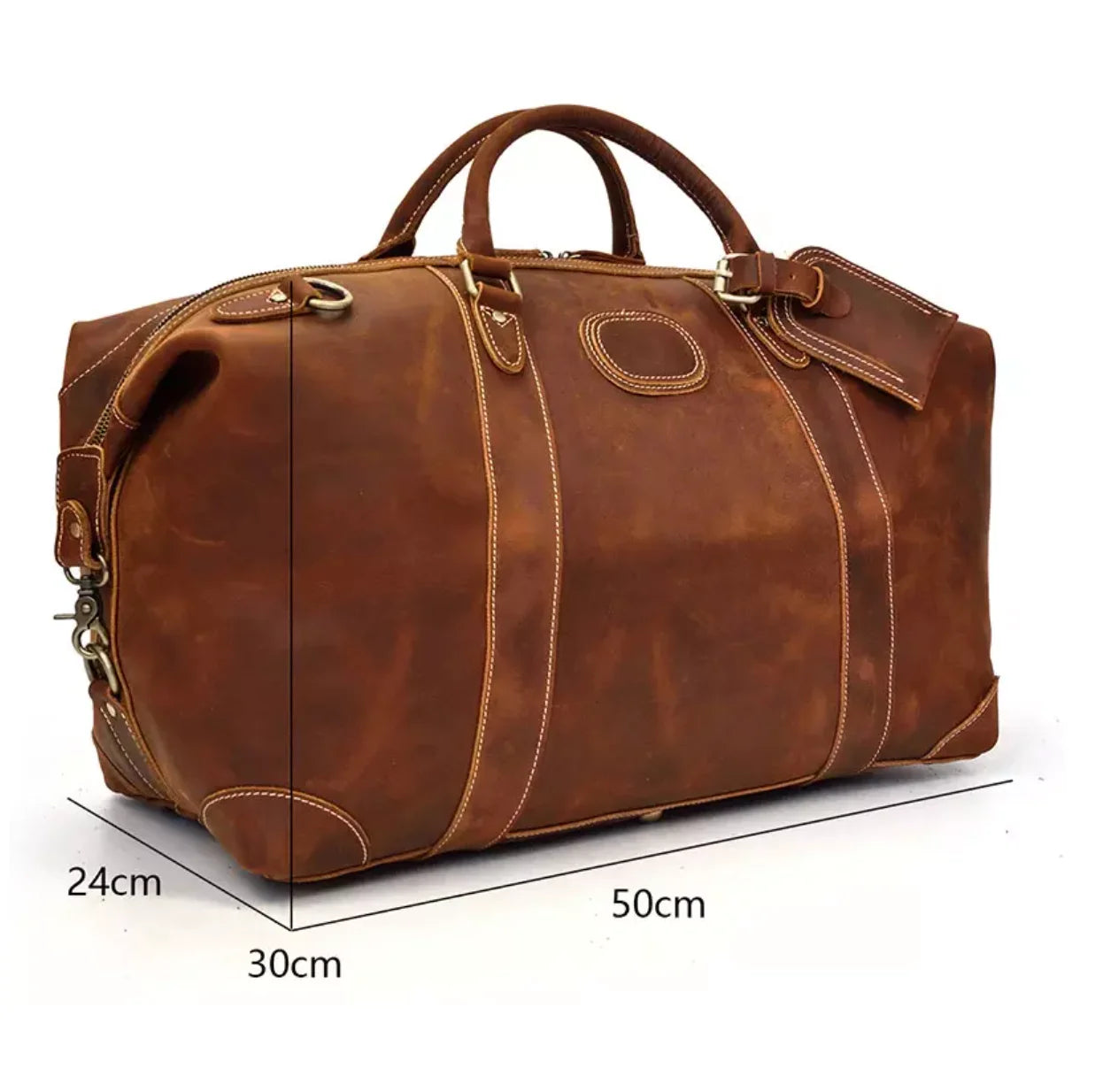 Men’s Leather Duffle Bag – Large Weekend Travel Bag