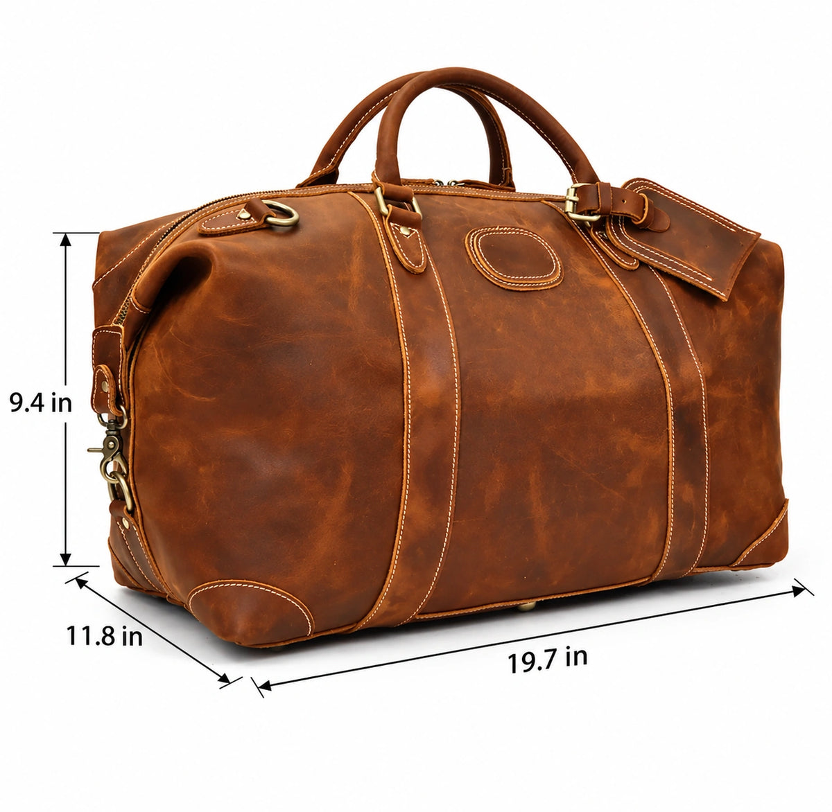 Men’s Leather Duffle Bag – Large Weekend Travel Bag