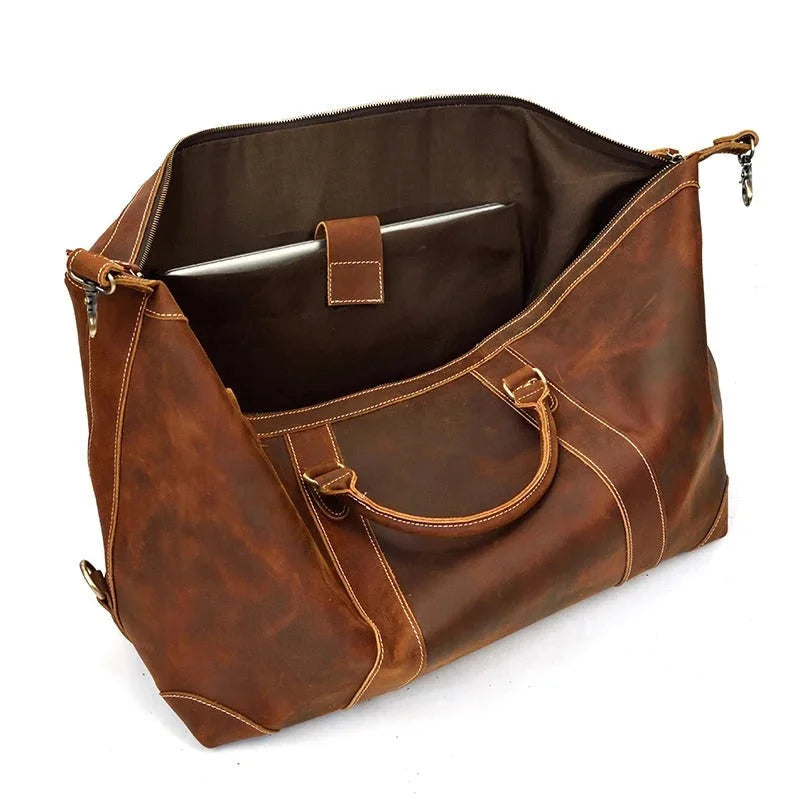 Men’s Leather Duffle Bag – Large Weekend Travel Bag