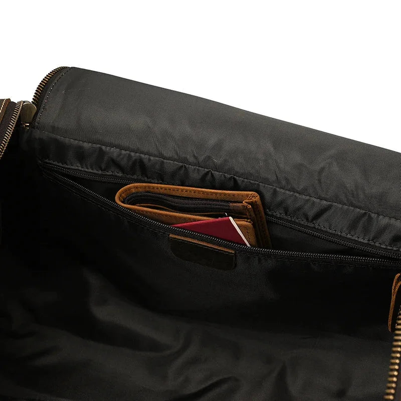 Men’s Leather Duffle Bag - Round Barrel Design
