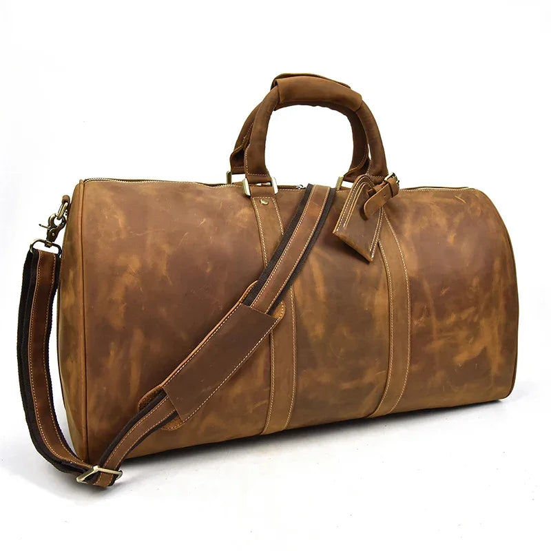 Men’s Leather Duffle Bag - Vintage 24-Inch Weekender