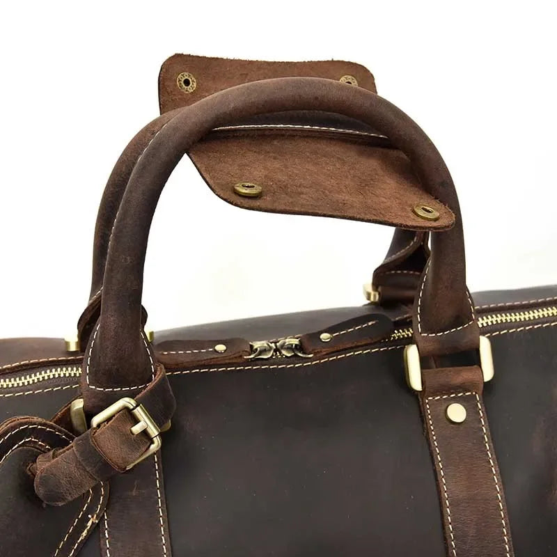 Men’s Leather Duffle Bag - Vintage 24-Inch Weekender
