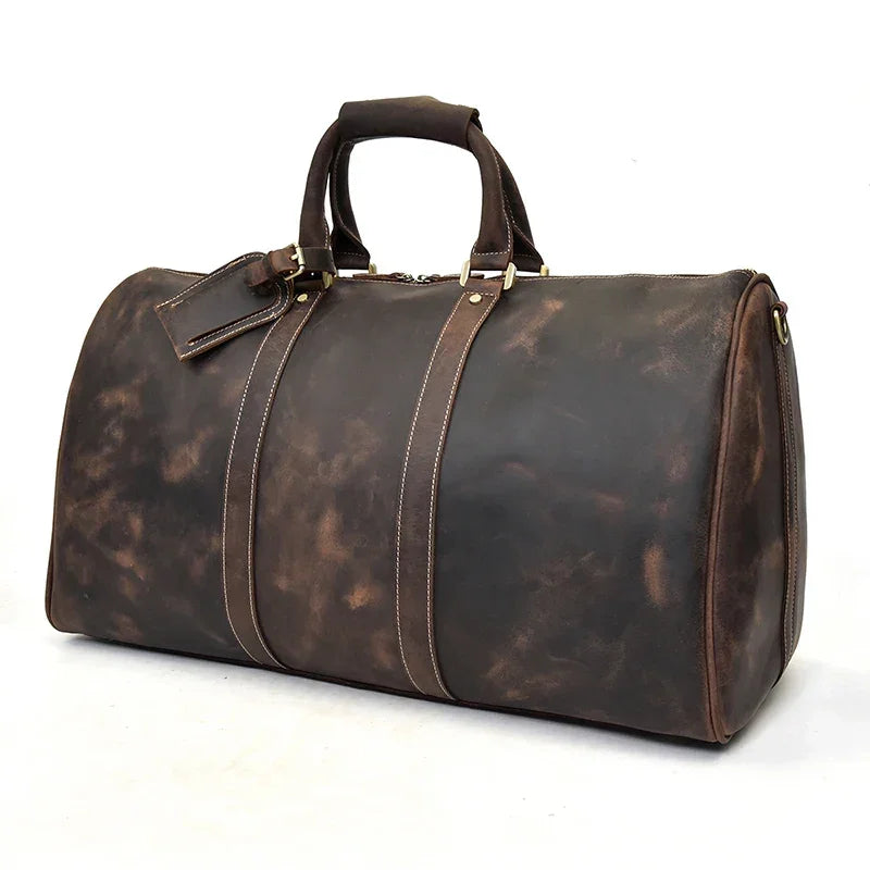 Men’s Leather Duffle Bag - Vintage 24-Inch Weekender