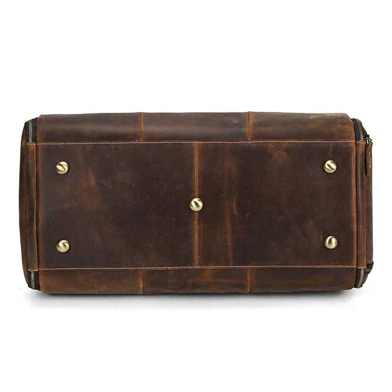 Men’s Leather Garment Duffle Bag – Full-Open Suit & Shoe Travel Bag