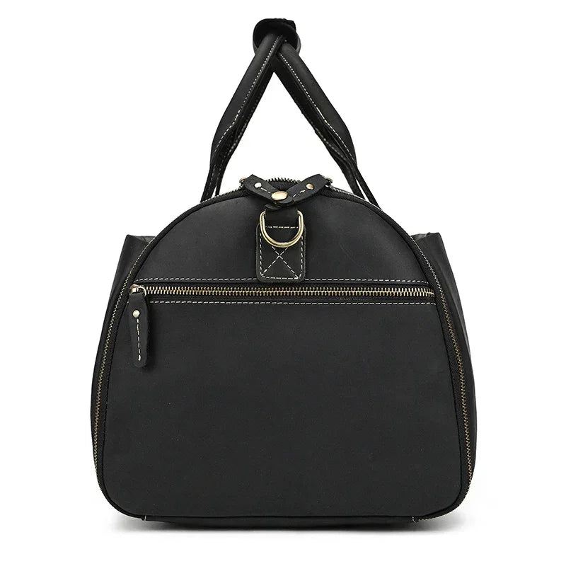 Men’s Leather Garment Duffle Bag – Full-Open Suit & Shoe Travel Bag