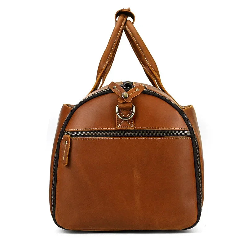 Men’s Leather Garment Duffle Bag – Full-Open Suit & Shoe Travel Bag