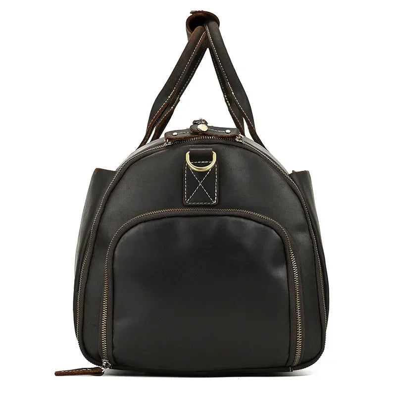 Men’s Leather Garment Duffle Bag – Full-Open Suit & Shoe Travel Bag